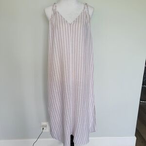 NWT RACHEL ASHWELL Linen Blend Metallic Striped Sleeveless Maxi Dress Sz Medium